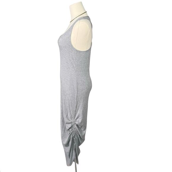 Sweaty Betty Gray Ribbed Tank Midi Dress | Racerback Side Ruched Athleisure | M - Picture 3 of 13